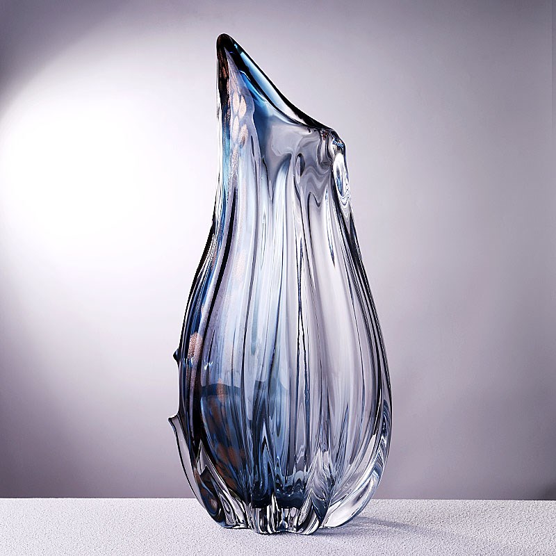 现代轻奢水晶琉璃玻璃插花瓶y客厅水养绿植高端餐桌高级感装饰摆