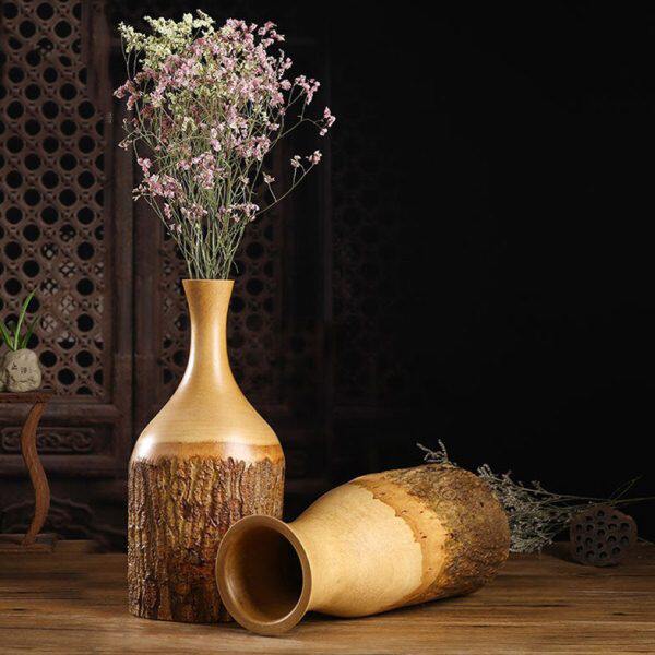 客厅花瓶摆件创意现代简约瓶口桌面轻奢树皮细干花艺术装饰插花