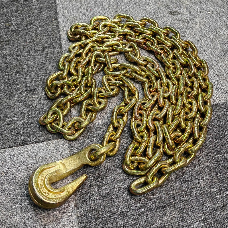 叉车起重钢链条金色弯钩吊链飞机链卡F链吊勾大梁校正钣金链条抓