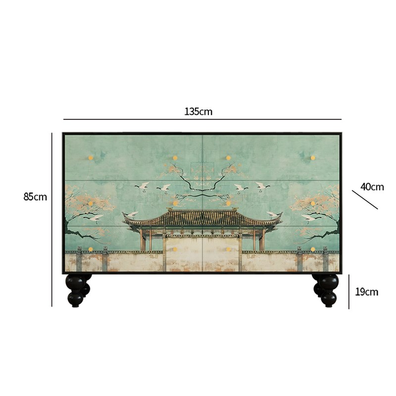 新中式玉宇琼楼卧室床尾置物柜实木玄关储藏柜Q客厅六斗柜收纳柜