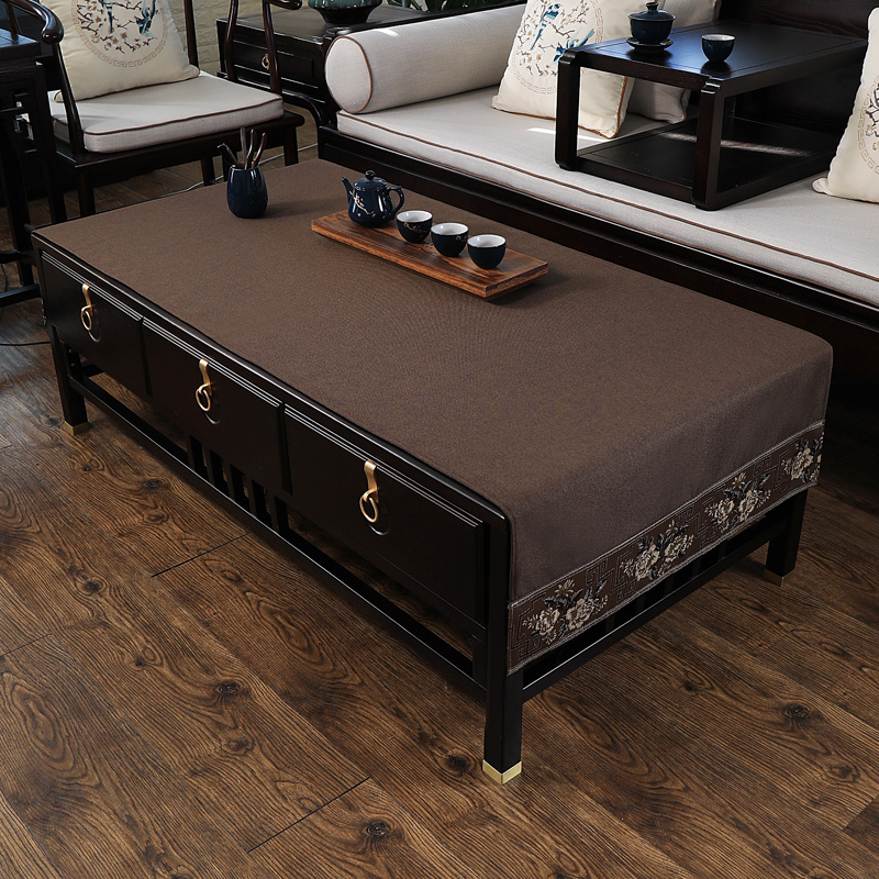 新中式茶几布桌布布艺盖巾罩垫布客E厅长方形茶几台布茶桌茶台盖