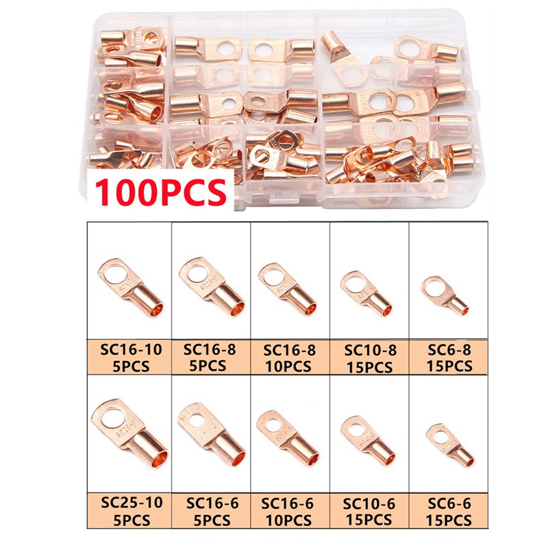 SC-120/240窥口q套盒 铜管端子铜鼻子接线端子+120只黑红热缩管