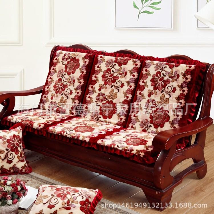 木椅实木加厚垫子红木质沙发垫带靠背一体沙发P木头防滑坐垫单人