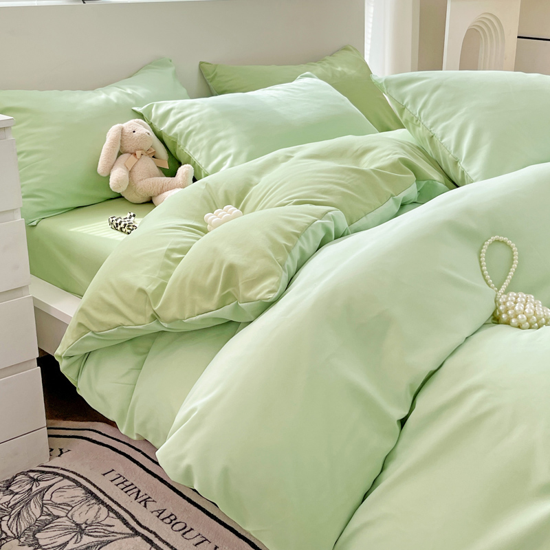小清新床上四件套北欧风s被单被罩床品套件三件套床单被套春秋款