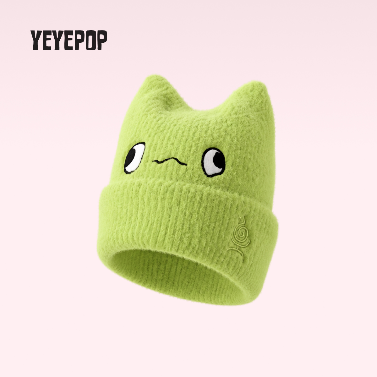 YEYEPOP呆猫冷帽27新款原创大头围滑雪男女毛线帽秋冬骑行抗起球