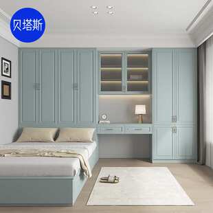 儿童房床柜全屋定制榻榻米一体柜子模压柜门实木多层板柜体定做
