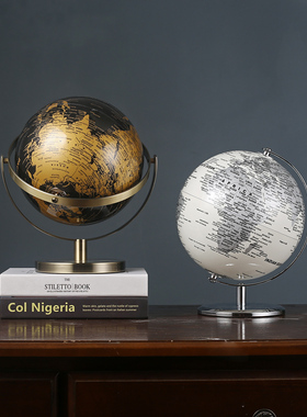 旋转地球仪模型高级感摆件轻奢高档客厅酒K柜书柜办公室桌面装饰