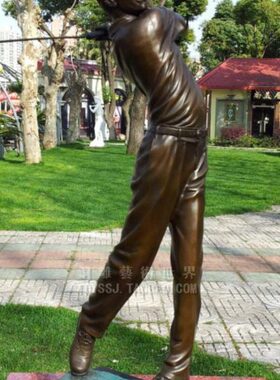 伍兹像家居展示架电视铜玄关酒柜老虎客厅雕塑高尔夫办公室摆件