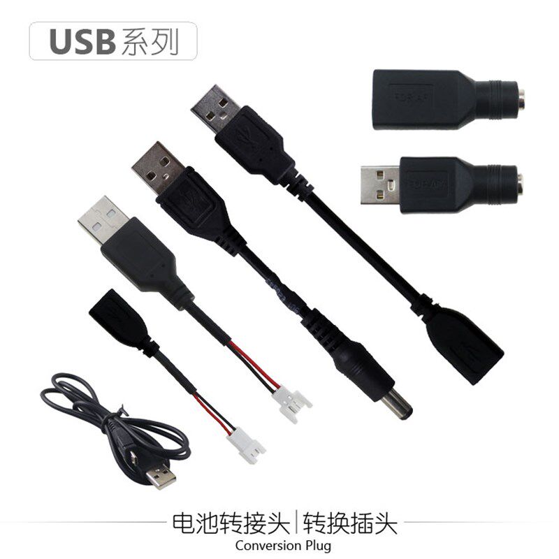 USB充电转接线microUSB安卓转换头miniUSB转type C DC XH鳄鱼夹PH