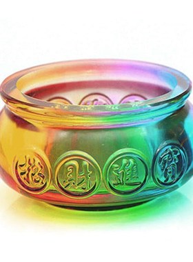 水晶聚宝盆摆件大中小号u招财元宝黄水晶球客厅办公室装饰品