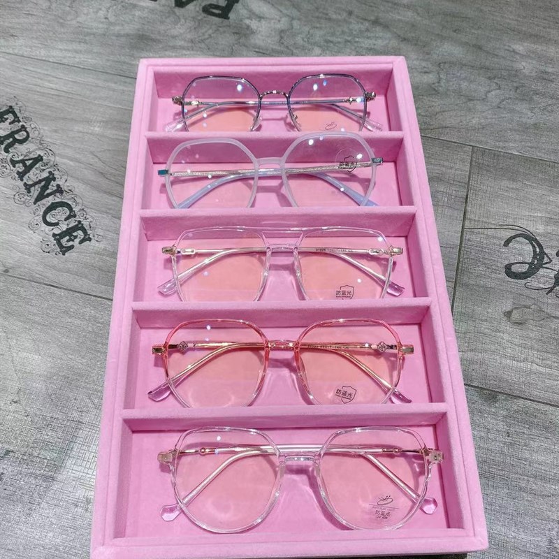 海狸绒高档柜台眼镜n展示盒托盘眼镜店柜台橱窗盒快时尚陈列收纳