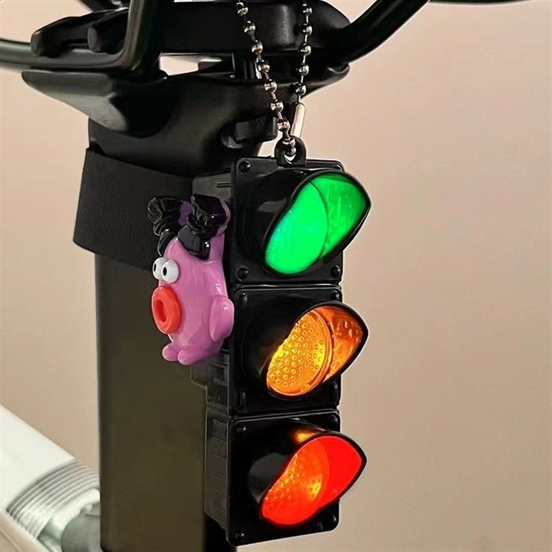 红绿灯尾灯登山自行车尾部可爱卡通挂件I创意公路车夜骑警示灯装