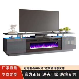 智能遥控电子壁炉电视柜岩板实木框跨境圣诞节氛围灯饰家居爆品
