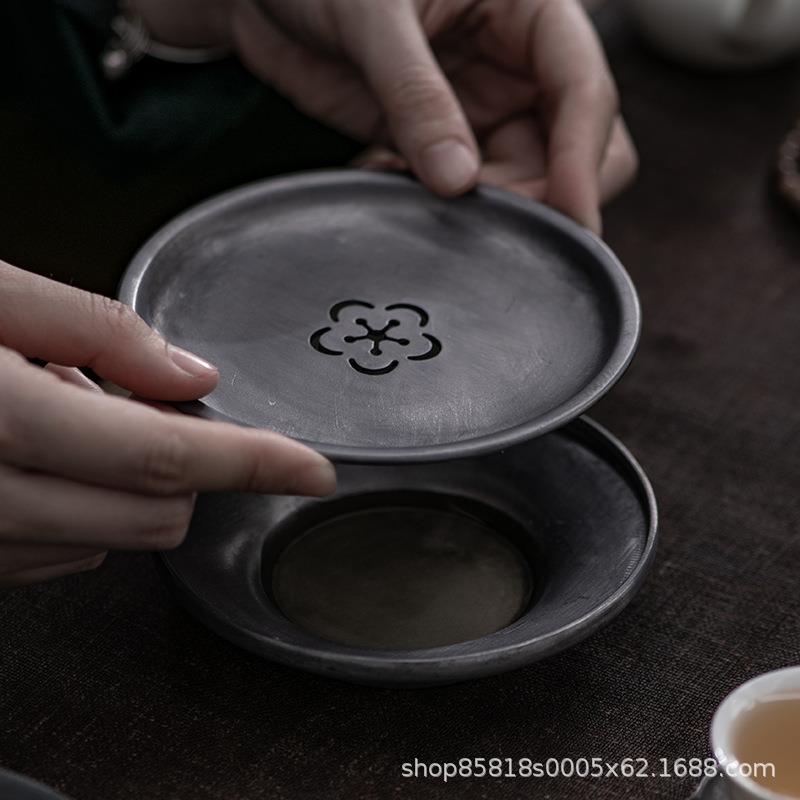 中式圆形古锡壶承家用储水干泡盘小茶盘蓄水茶海干泡台茶承茶台