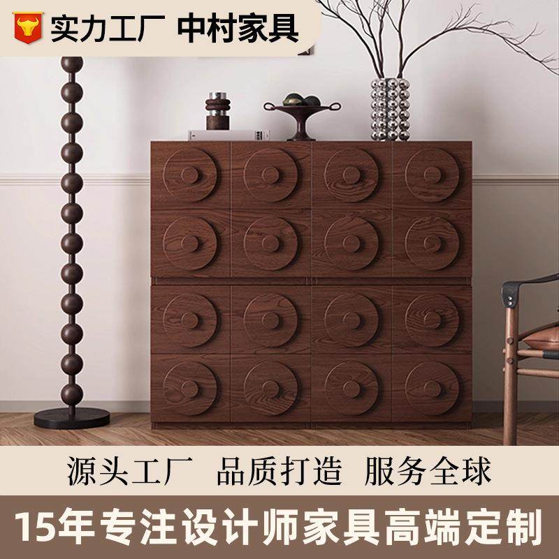 中古风全实木斗柜客厅靠墙卧室储物柜床尾柜子复古收纳卡门柜