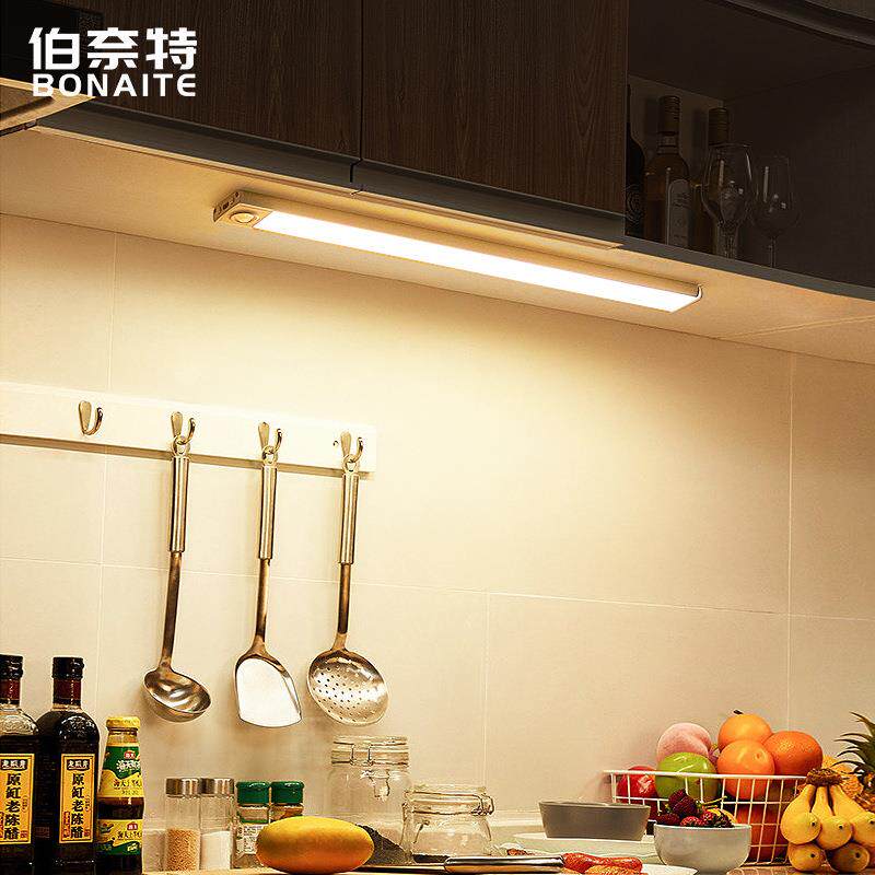 长条橱柜灯床光控LED无布灯带楼道自粘感应灯磁吸线灯条充电