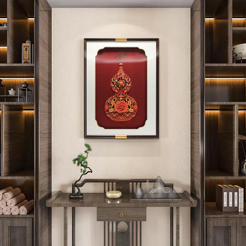 福禄吉祥玄关装饰画新中式入户走廊尽头壁画寓意好楼梯口过道挂画