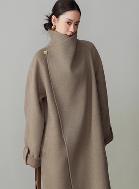 新款高端冬季双面羊毛大衣女款气质中长款高级感立领羊毛呢外套