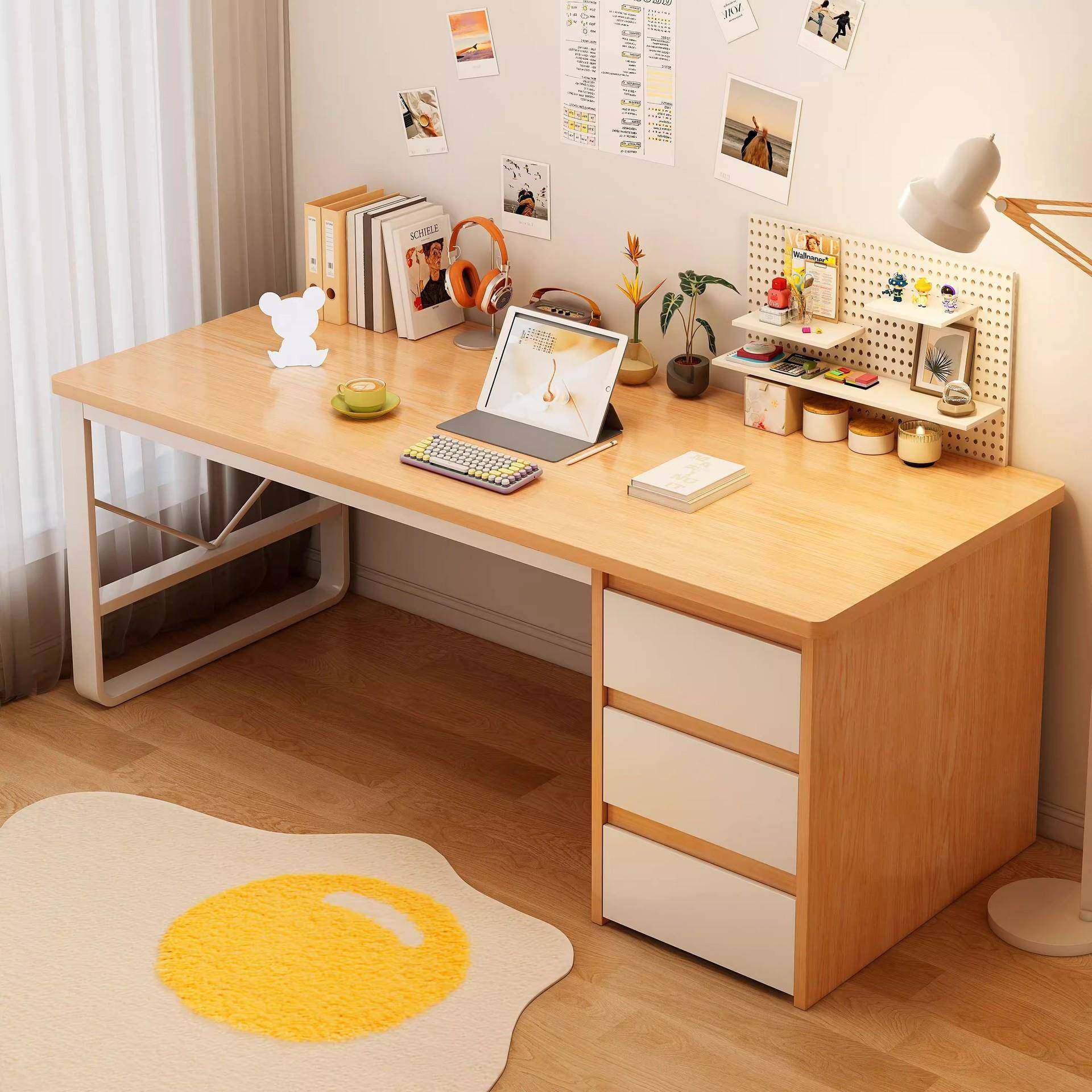 电脑桌台式卧室书桌学生家用写字桌简约现代办公桌简易带抽屉桌子