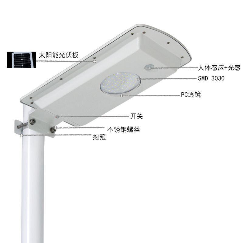 成品加工LED一体化太阳能路灯外壳10W20W太阳能路灯外壳套件厂家