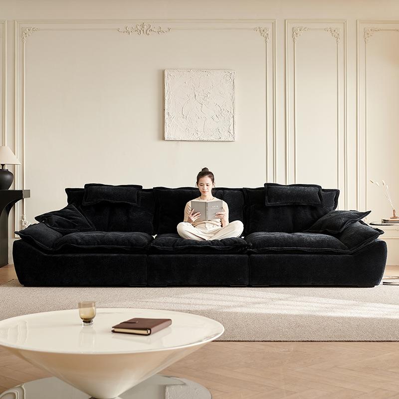 【折扣价】帆船沙发超宽坐深家用2025新款布艺可调节靠背黑色云朵