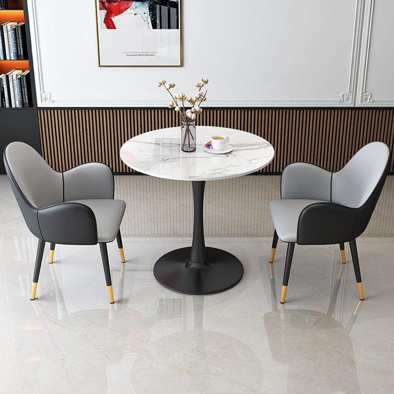 接待洽谈桌椅组合售楼处办公室会客桌G椅阳台休息区休闲岩板小圆