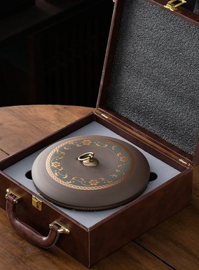 紫砂茶饼罐357克普洱饼收z纳盒白茶饼送礼包装盒空礼盒定制