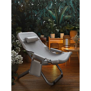 休闲躺椅可折叠午休椅子办公室午睡靠背椅便携阳台懒人沙发月亮椅