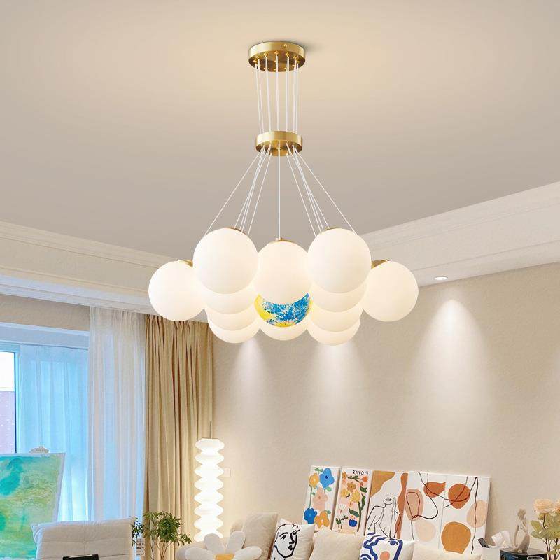 星球吊灯客厅灯卧室网红创意餐厅灯北欧奶油风泡泡球浪漫设计师