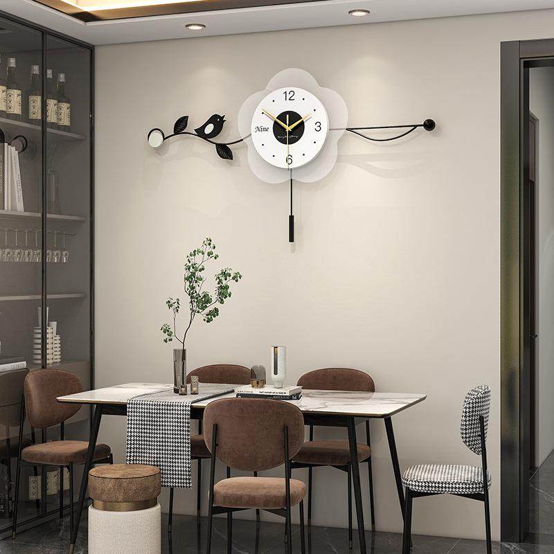 铁艺花朵钟表客厅高级感现代家用免打孔时钟挂墙时尚创意装饰挂钟