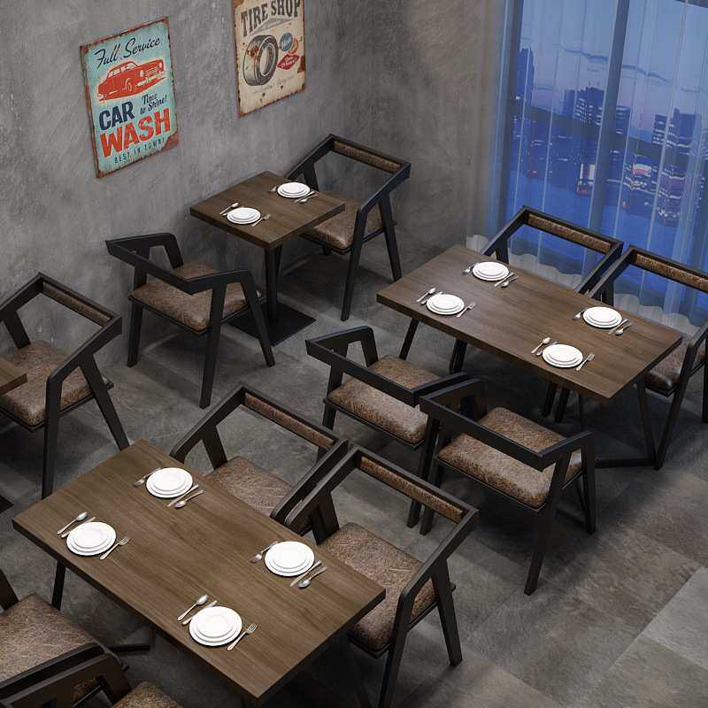 美式乡村仿古做旧铁艺吧台桌椅休闲餐厅奶茶店咖啡厅复古酒吧桌椅