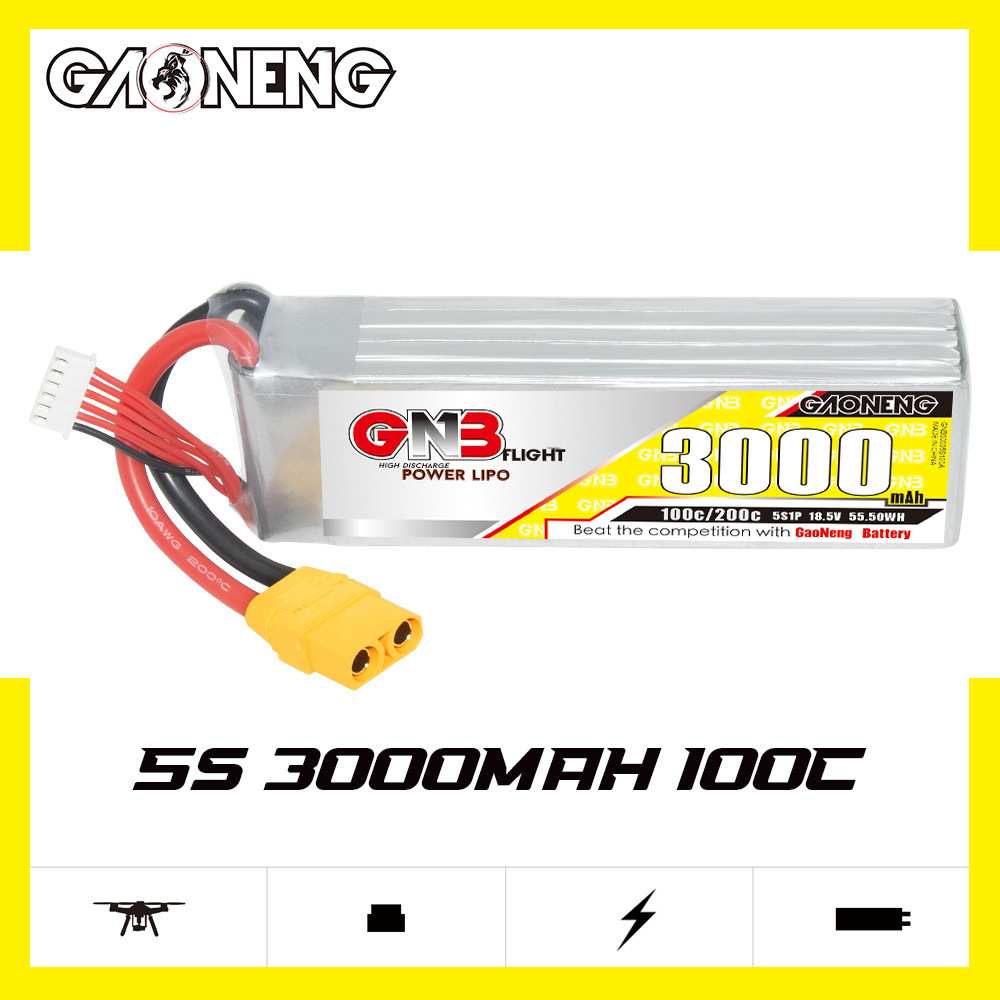 GNB高能3000mAh 5S 18.5V 100C遥控汽车模型船模FPV高倍率锂电池