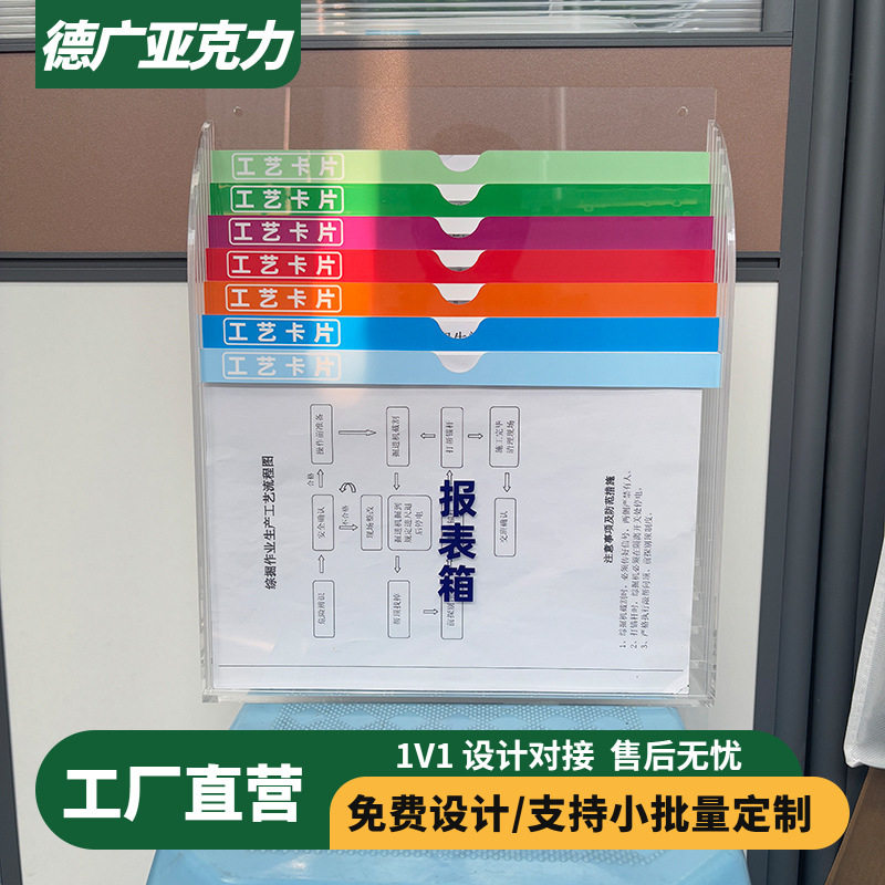 A4多层透明亚克力资料架设备点检表报表箱收纳盒挂式文件展示架