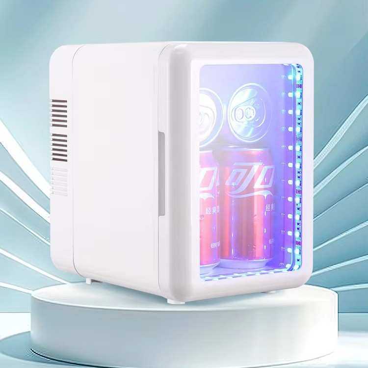 4L透明门带灯美妆冰箱炫酷七彩灯电竞小冰箱可透视窗口车家两用