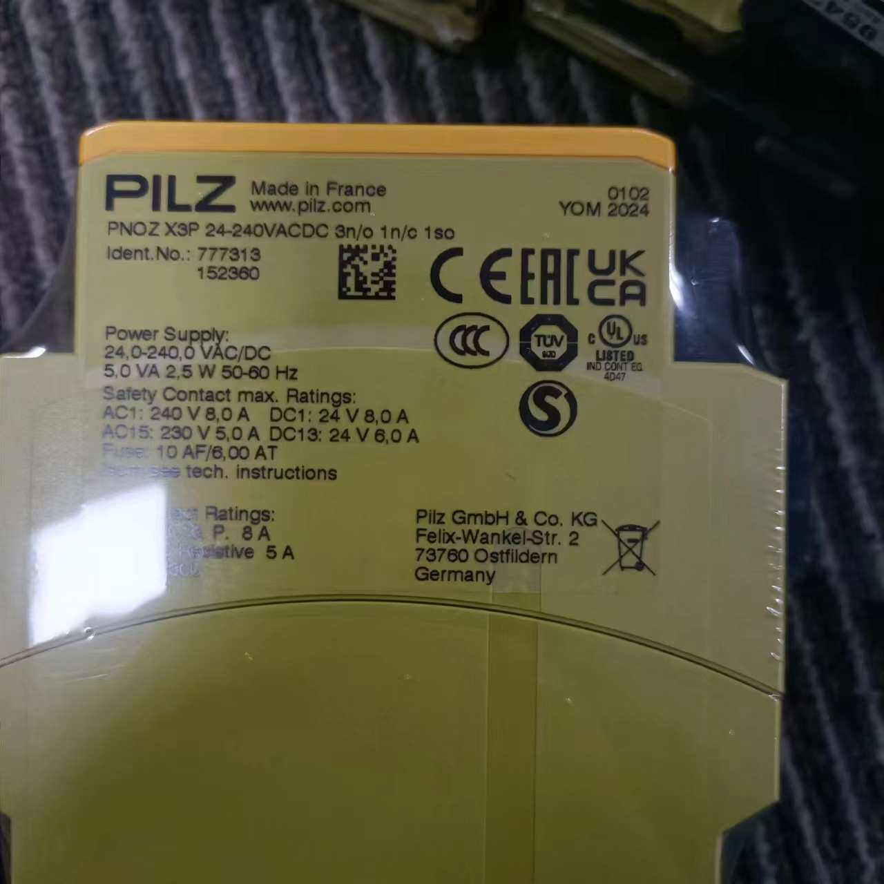 德国原装Pilz皮尔磁312405  PNOZ mc3p Profibus继电器扩展模块现