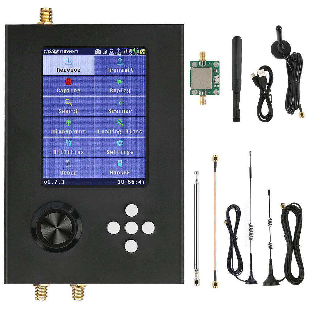 金属触摸屏 全功能无线电收发信机 Hackrf one R9+ Portapack