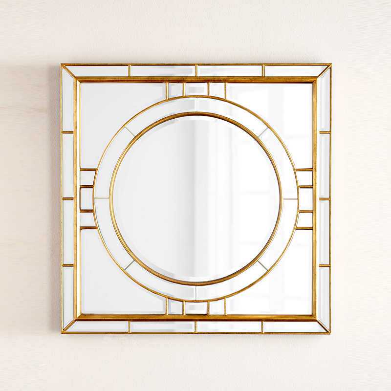 方形餐边镜背景墙装饰镜别墅大酒店新中式壁炉北欧样板间玄关镜子