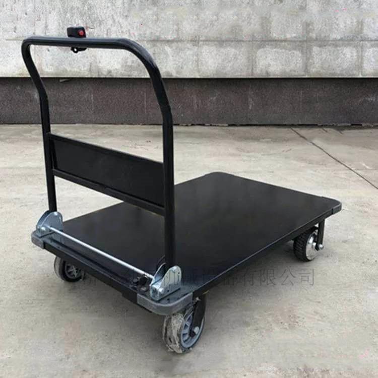 安装锂电池四轮便携小推车 电动拉货平板搬运车 物流运输推货车