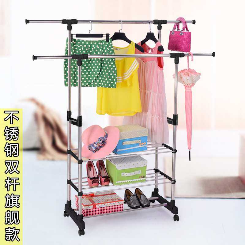 落地折叠晾衣架阳台室内伸缩活动不锈钢凉衣架户外好晒被太太