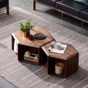 A8L北欧时尚个性多边形茶几简约现代复古全实木边桌创意客厅边几