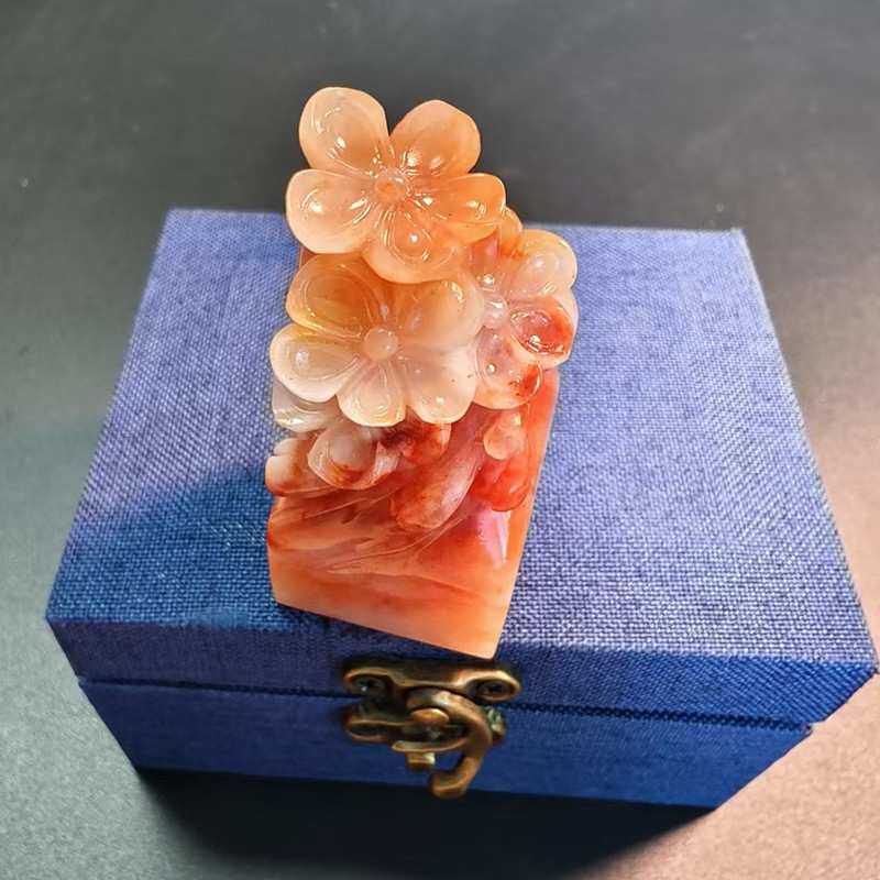 寿山石老挝芙蓉石雕刻梅花钮头文创礼品成品闲章金石篆刻印章收藏