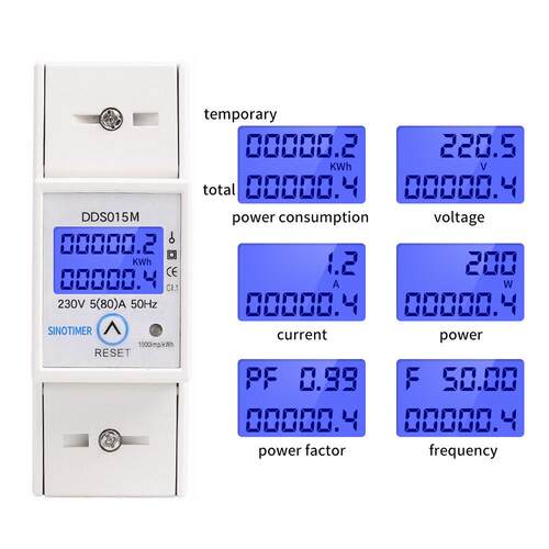 DDS015M可清零复位背光显示单相家用导轨多功能电能表5-80A230V
