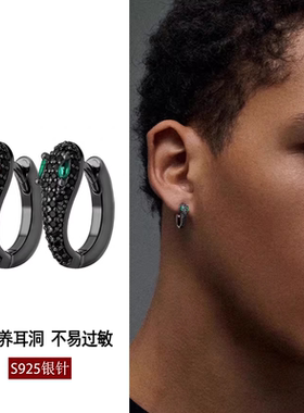 夜王 |凝视深渊S925银满钻耳环男女小众百搭耳钉高级感养耳洞耳饰