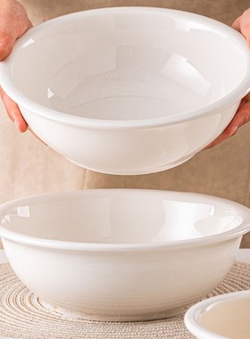 大碗陶瓷深汤碗家用盛汤特大号面碗纯白色微波炉P14寸装汤的大汤