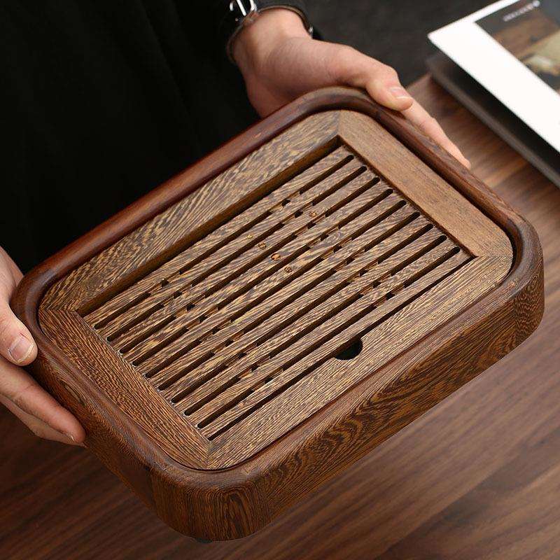 简约小型茶盘家用简易茶台一人用黑檀实木储水式茶海茶具套装干泡