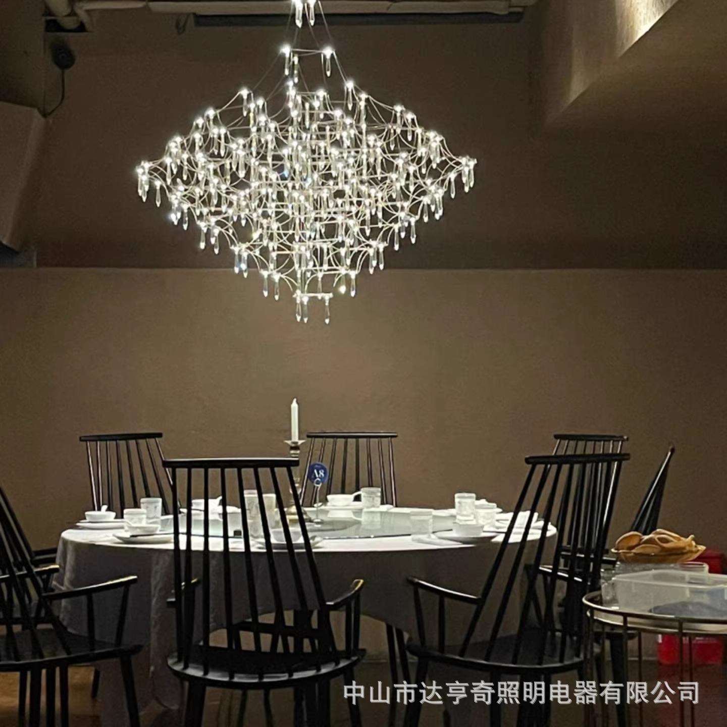 复式楼别墅客厅吊灯现代轻奢餐厅萤火虫酒店大厅卧室水晶LED灯具