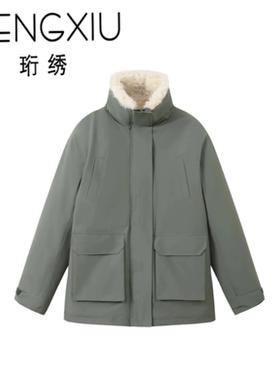 【春春Spring】珩绣2025羔羔毛派克棉袄冬工装棉服外套Y-T25866