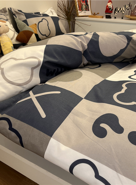 2023新款简约床l单四件套床品被套被子水洗棉学生宿舍床上三件套