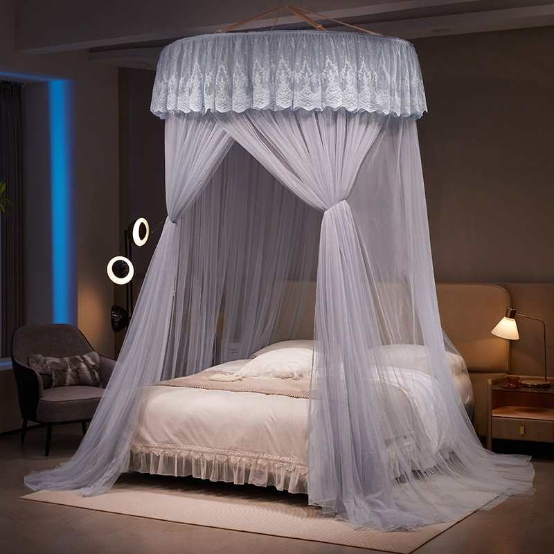 加宽加大b吊顶蚊帐 圆顶公主风落地送吸盘粘勾大床拼小床大号2.5