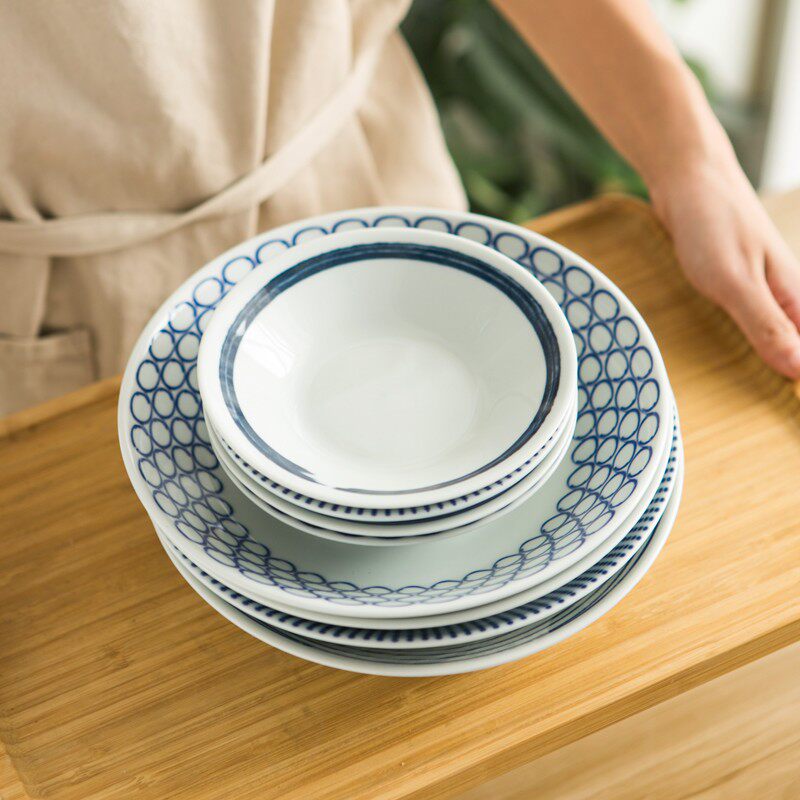 4个套装陶瓷盘子菜盘家用日式和风复古餐具2021新款圆汤盘饭鱼盘